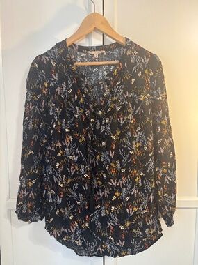 My Danielle Black Floral Long Sleeve Blouse – Size Medium – Boho Style